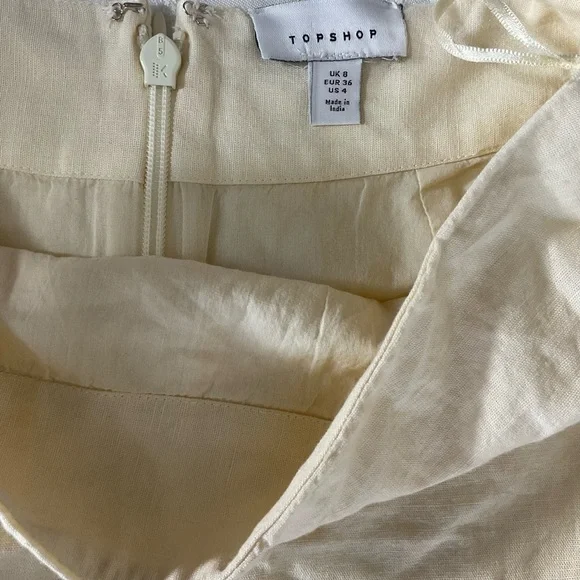 TopShop Women Size 4 Linen Blend Maxi Skirt Back Zip Back Slit & Side Runch NWT - Picture 10 of 10